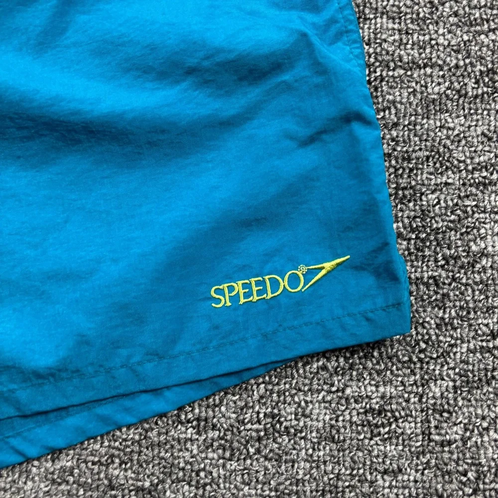 Vintage 1990s Speedo Embroidered Logo Board Shorts Teal Blue Mens Size Medium